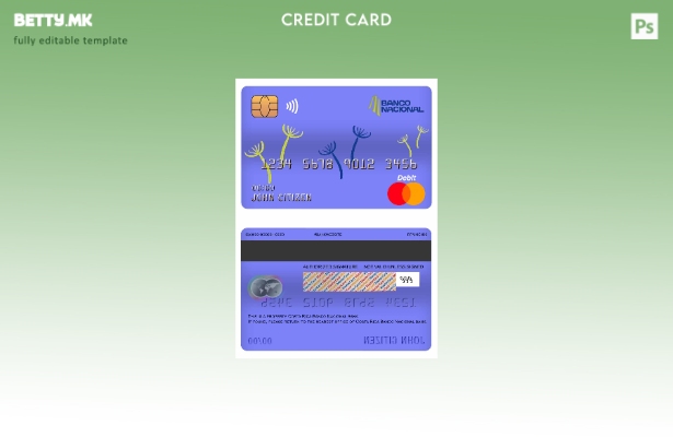 Модерен стил на Костарика Банко Национален шаблон за основна дебитна картичка